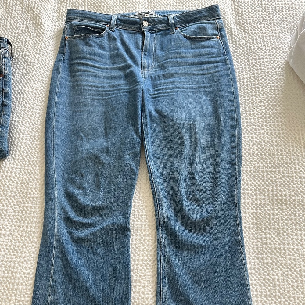 Paige Colette Raw Hem High Waist Crop Flare Jeans